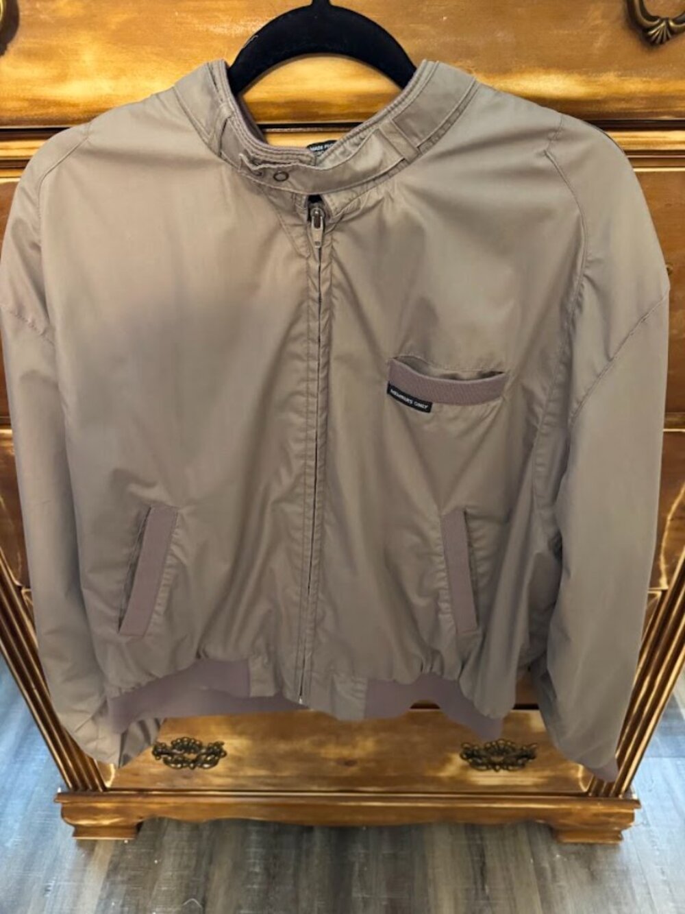 Members Only Men’s Taupe Lightweight Bomber Jacket Zip Front Size XL - Picture 3 of 11